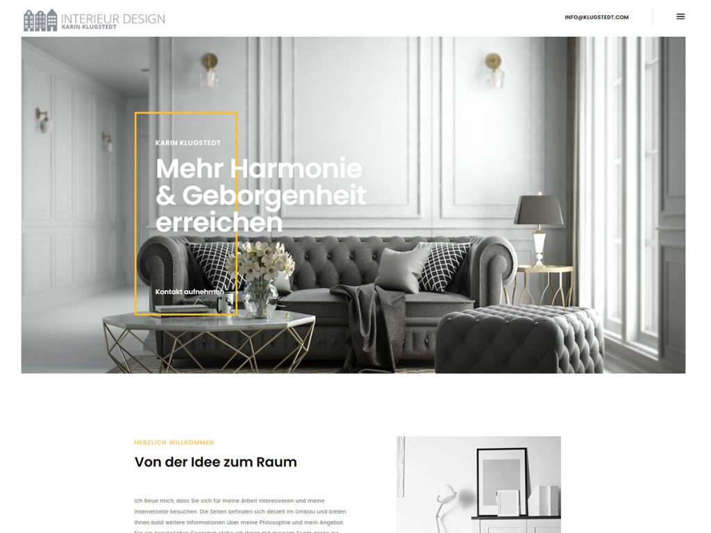 Webseite für Klugstedt Interior Design